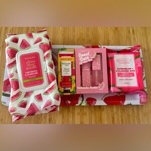Watermelon Makeup Wipes, Hand Cream, Lip Scrub/Oil and Tray